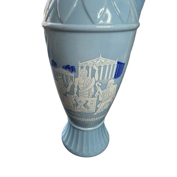 Urn~Jim Beam Blue Milk Glass Grecian Urn Socrates Aristotle Decanter 1961 - Picture 2 of 6